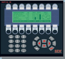 SEW - Operatör paneli. 240x64 piksel. 8 fonksiyon tuşu